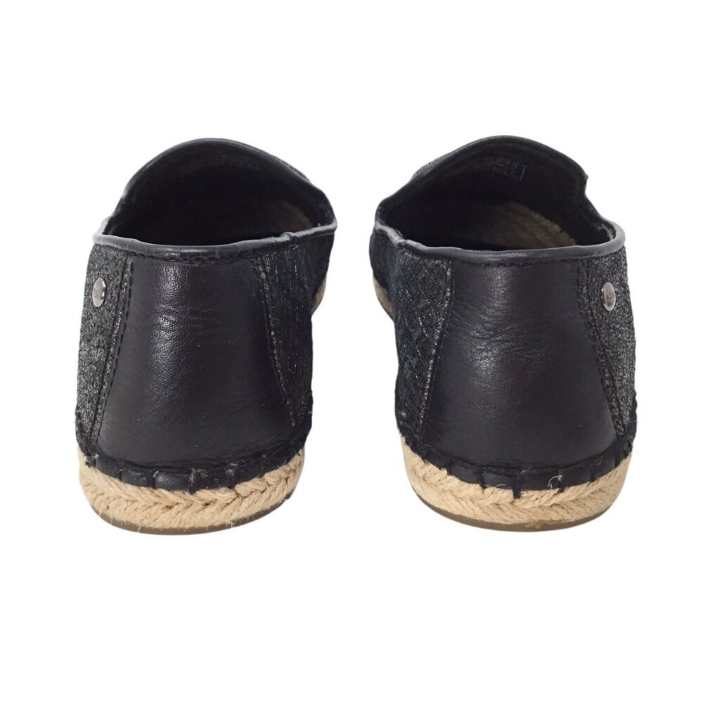Ugg Sandrinne Espadrille Size 5 Basket Woven Flats Black Gold Metallic 1010196 - Picture 10 of 13